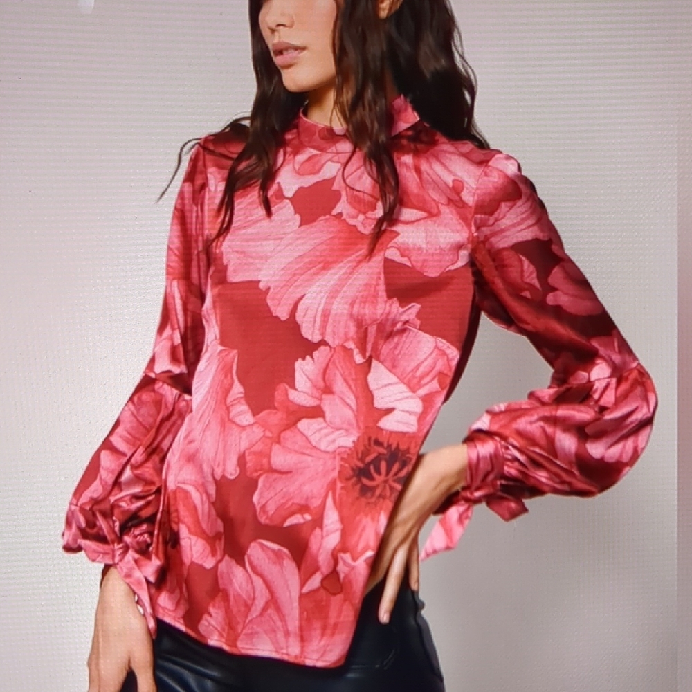 Hutch NWT "Myla" Floral Satin Blouse